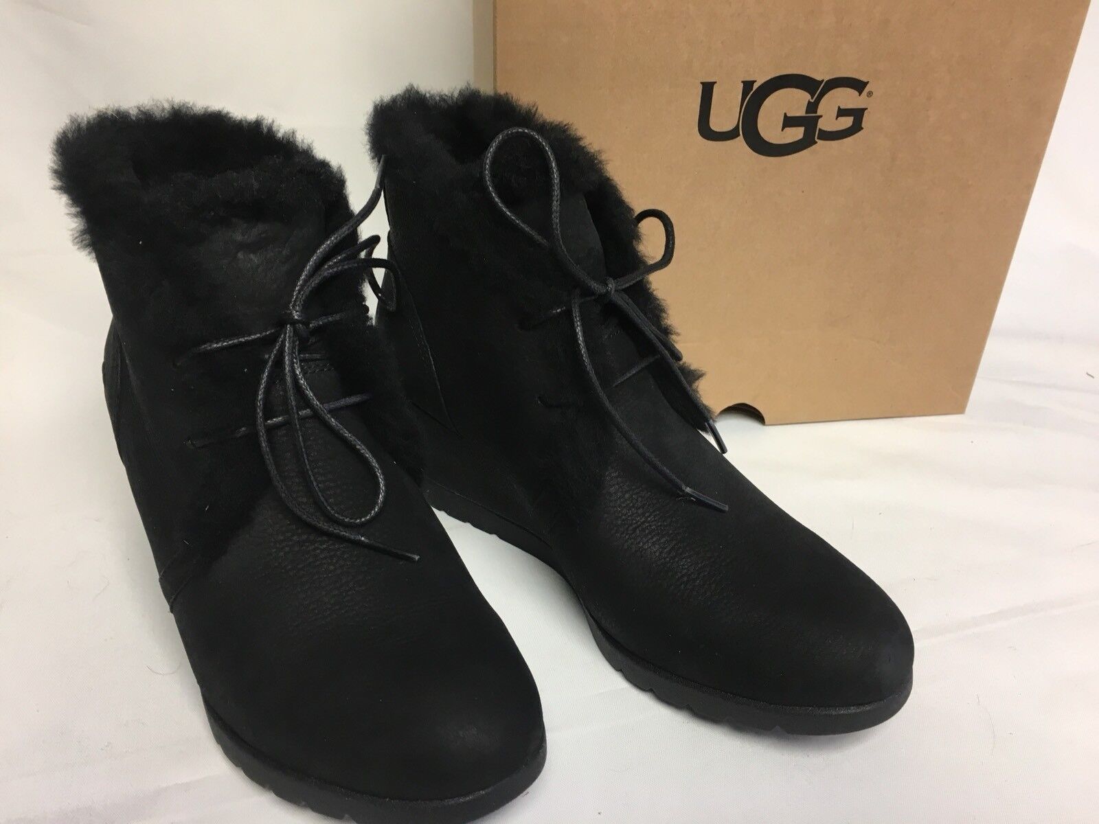 UGG Australia Jeovana Boots Black Suede Waterproof WP 1017421 Wedge Lace Up UGG Australia - фотография #5