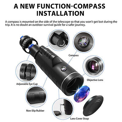 40X60 HD Vision Hunting Monocular Telescope Phone Clip Tripod w/Digital Compass EEEKit Does Not Apply - фотография #4