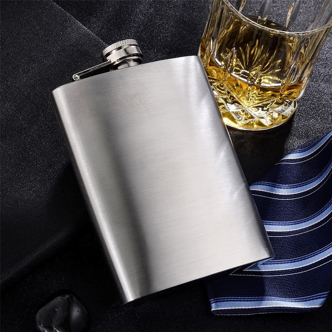 Stainless Steel Pocket Hip Flask -6 8 10 oz Liquor Flask with Screw Cap & Funnel TIKA Does Not Apply - фотография #3