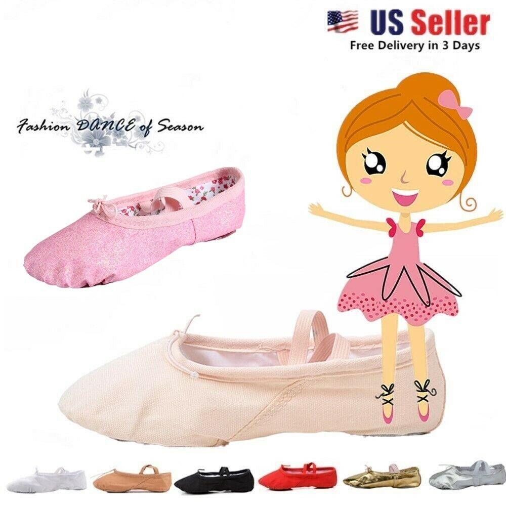 Nexete Canvas Leather Ballet Dance Slipper Shoes For Toddler  Kids & Girl nexete