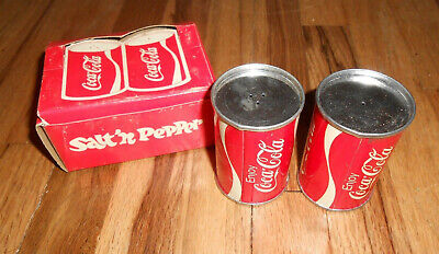 Vintage Coca Cola Coke Advertising Salt  Pepper Shakers Cans in Original Box  Без бренда