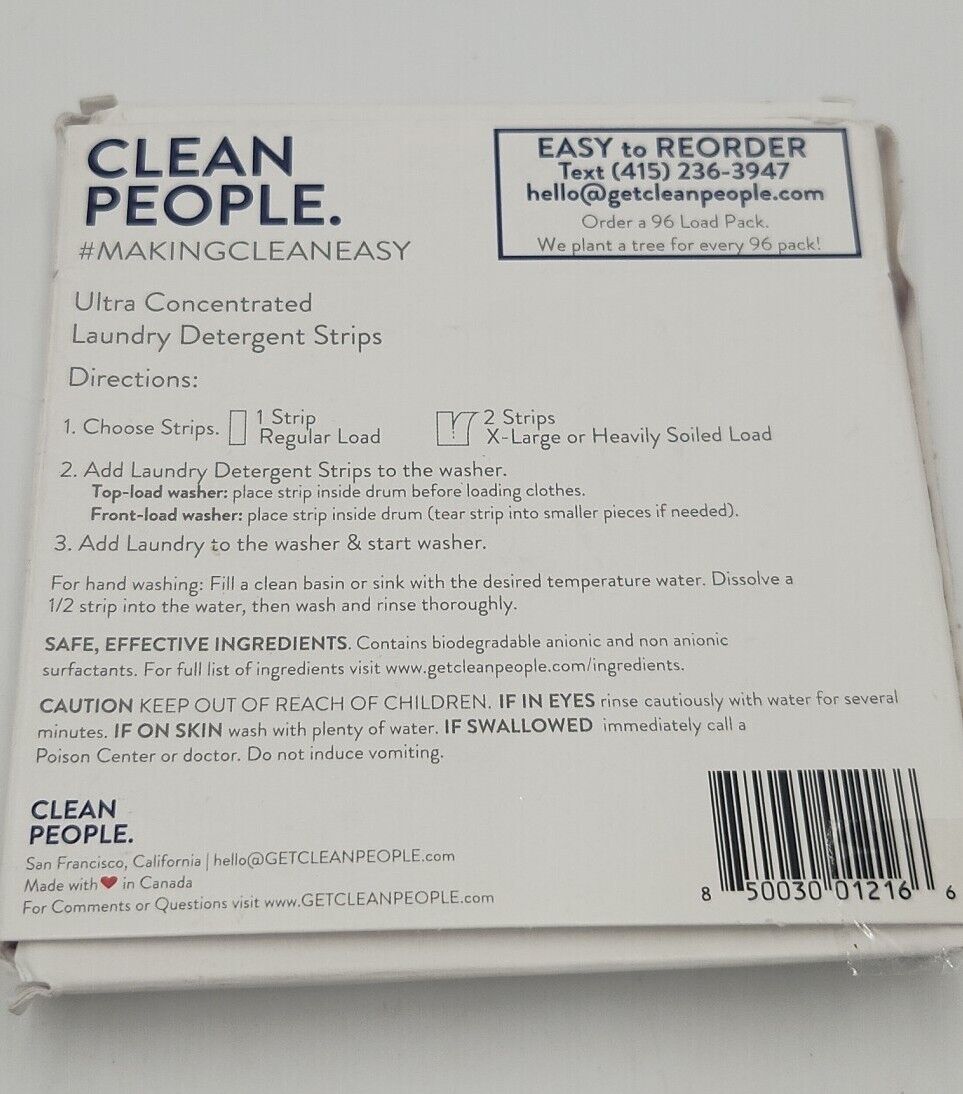 Clean People Laundry Detergent Sheets 32 Plant-Based Fresh & Clean New  THE CLEAN PEOPLE Na - фотография #3