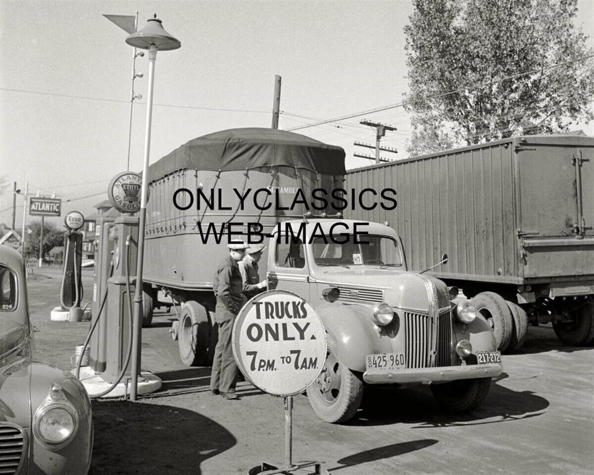 1941 ATLANTIC ESSO ETHEL GAS STATION SEMI-TRUCK DRIVER 8x10 PHOTO UTICA NEW YORK Без бренда