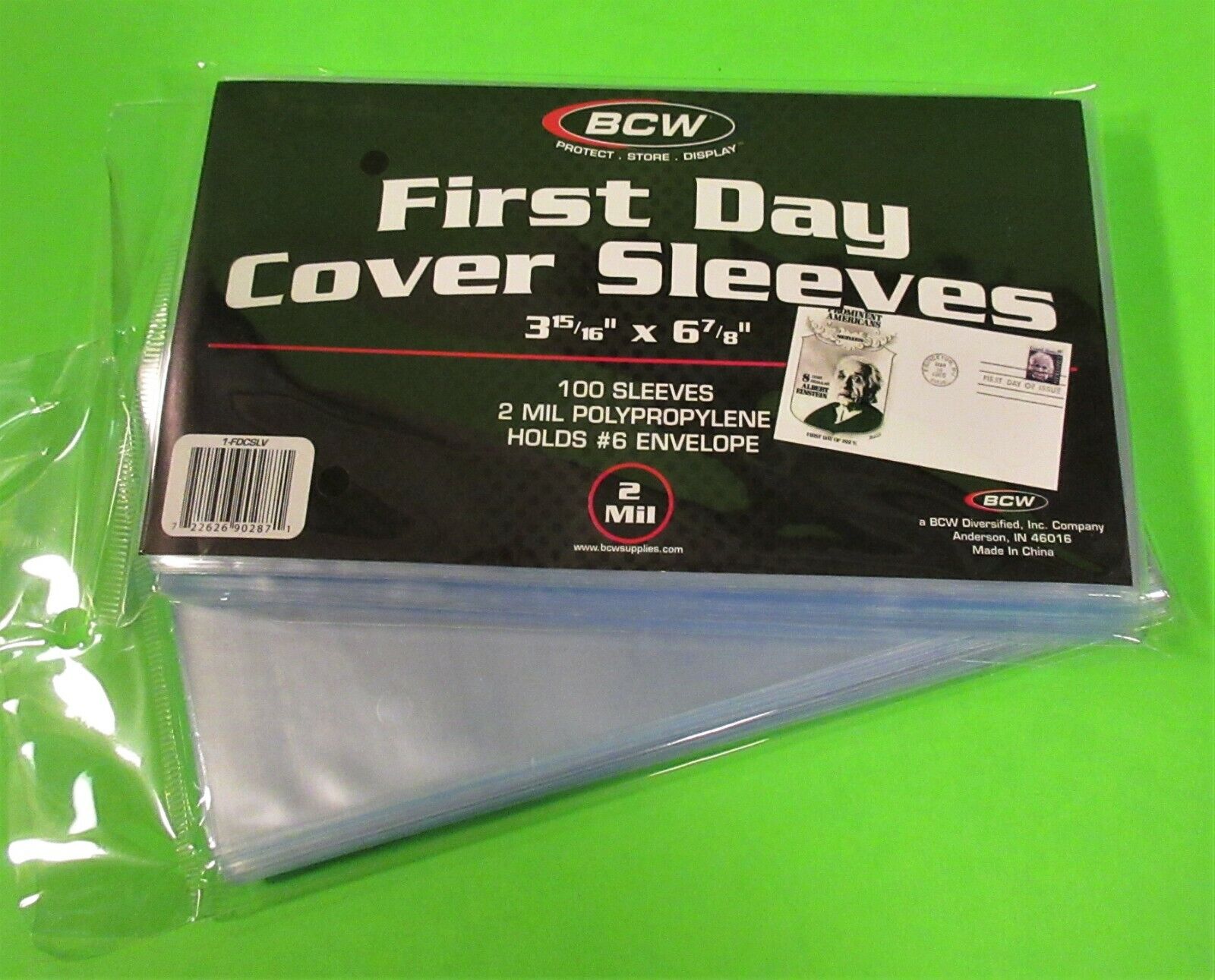 100 FIRST DAY COVER POLY SLEEVES, FOR #6 COVERS, 2 MIL CRYSTAL CLEAR - BCW BRAND BCW 1-FDCSLV - фотография #2