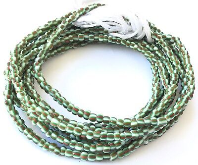 Ghana Green multi stripes waist seed Beads Glass African Trade Beads  Без бренда - фотография #2