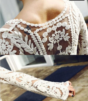 SEMI WOMEN SHEER SLEEVE EMBROIDERY FLORAL LACE CROCHET TEE T-SHIRT TOP BLOUSE Unbranded - фотография #6