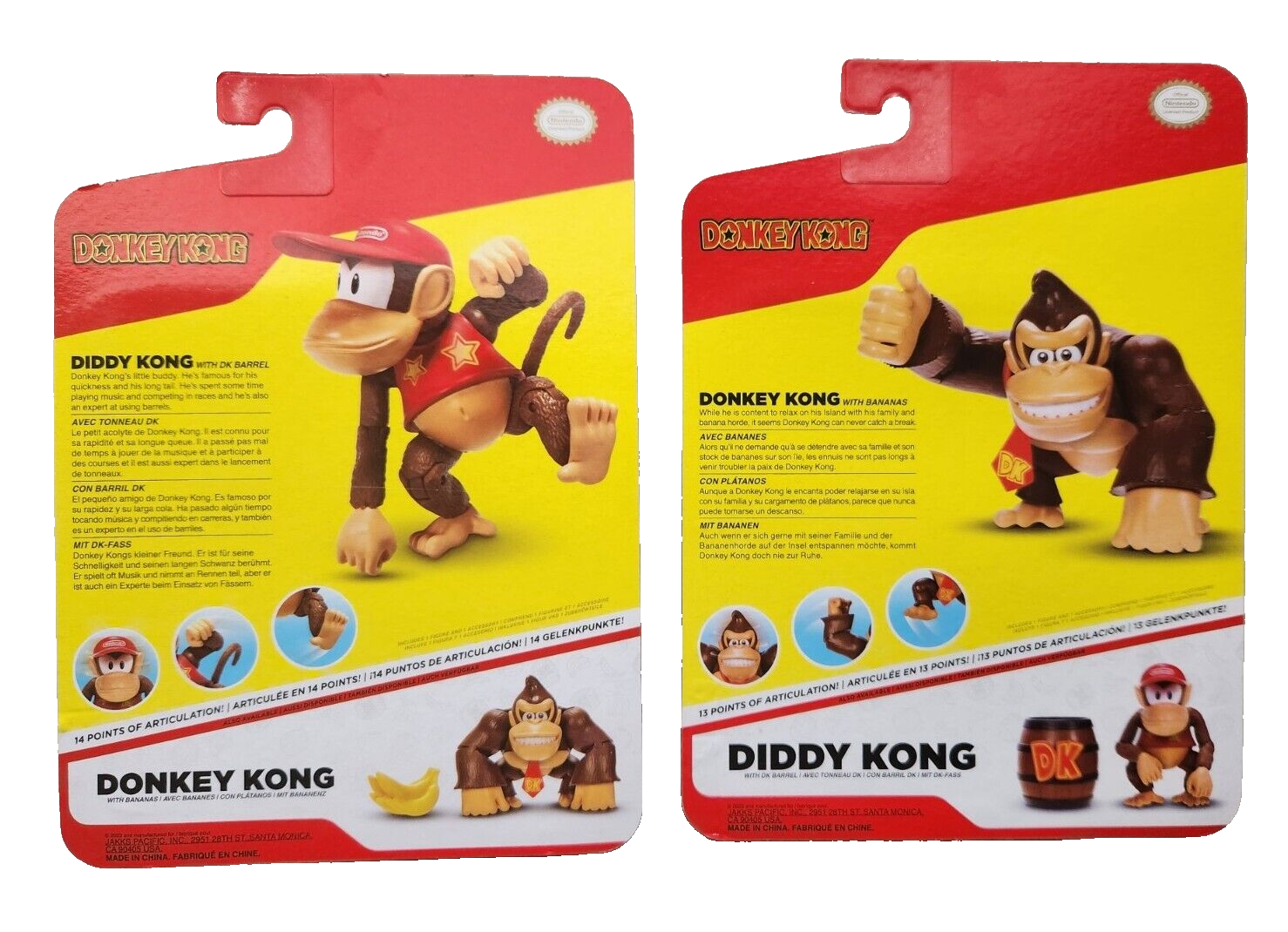 Donkey Kong with Bananas + Diddy Kong  with Barrel 4" Nintendo Jakks Pacific JAKKS Pacific JAKKS Pacific 4 Inch World Of Nintendo Donkey & Diddy Kong - фотография #4