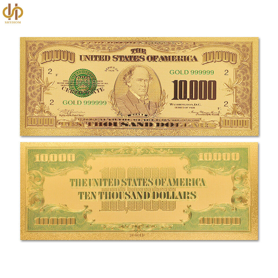 100PCS/lot 1918 Collectible Gold Plated $10000 Dollar Banknote Money Note Bill Без бренда - фотография #4