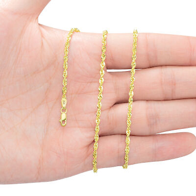 10K Yellow Gold 1.5mm-4mm Laser Diamond Cut Rope Chain Pendant Necklace 16"- 30" NuraGold NG10YLRPH-N - фотография #10