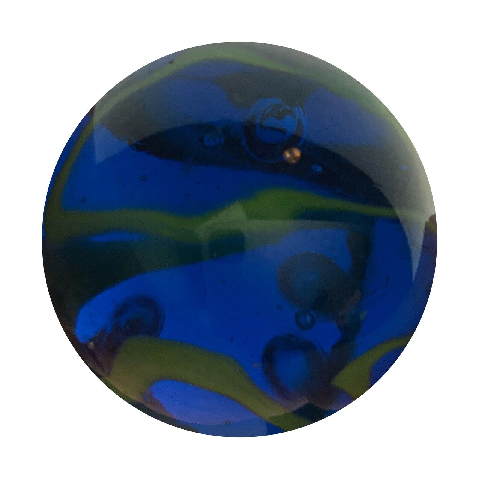 TOE BREAKER 50mm (2") SEA TURTLE clear Blue/Green Marbles glass ball HUGE Swirl Vacor Does Not Apply - фотография #9