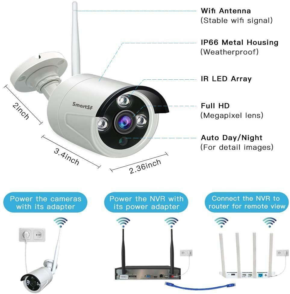 SmartSF 8CH 1080P Outdoor Wireless Security Camera System WIFI CCTV Audio NVRkit SmartSF Does Not Apply - фотография #4