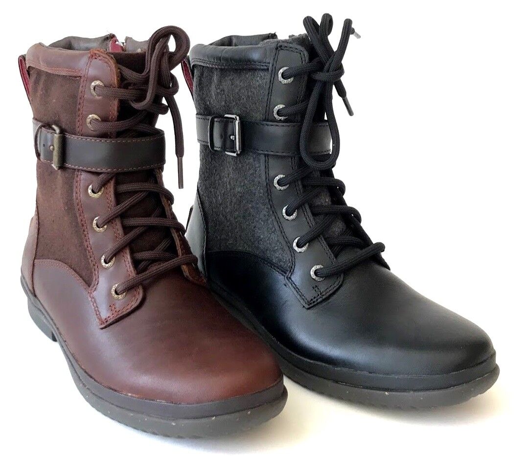 Ugg Kesey Womens Boot Waterproof Full-Grain Leather Wool-Blend Black or Chestnut UGG Australia Kesey