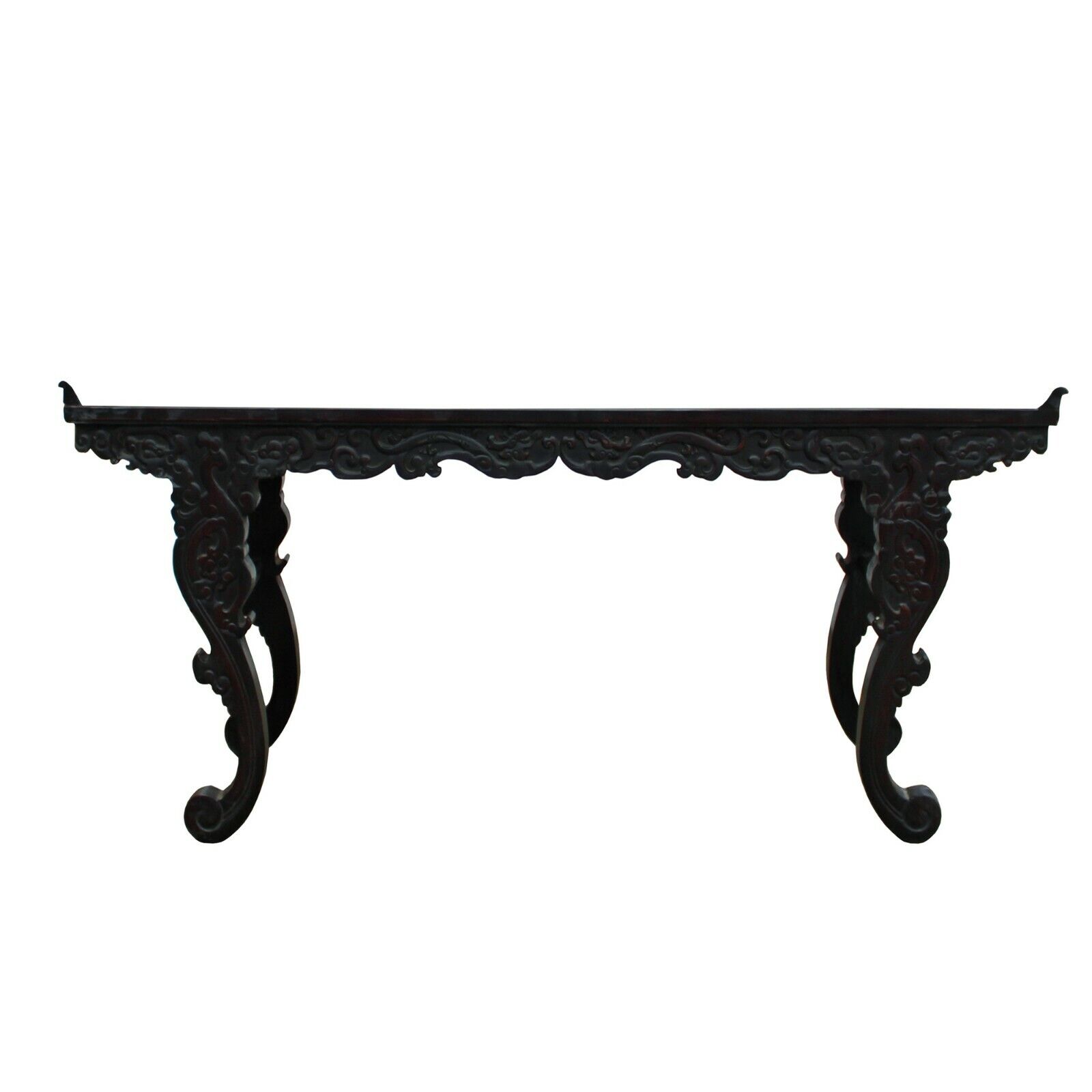 Chinese Brown Huali Rosewood Point Edge Relief Carving Altar Table cs4897 Handmade Does Not Apply