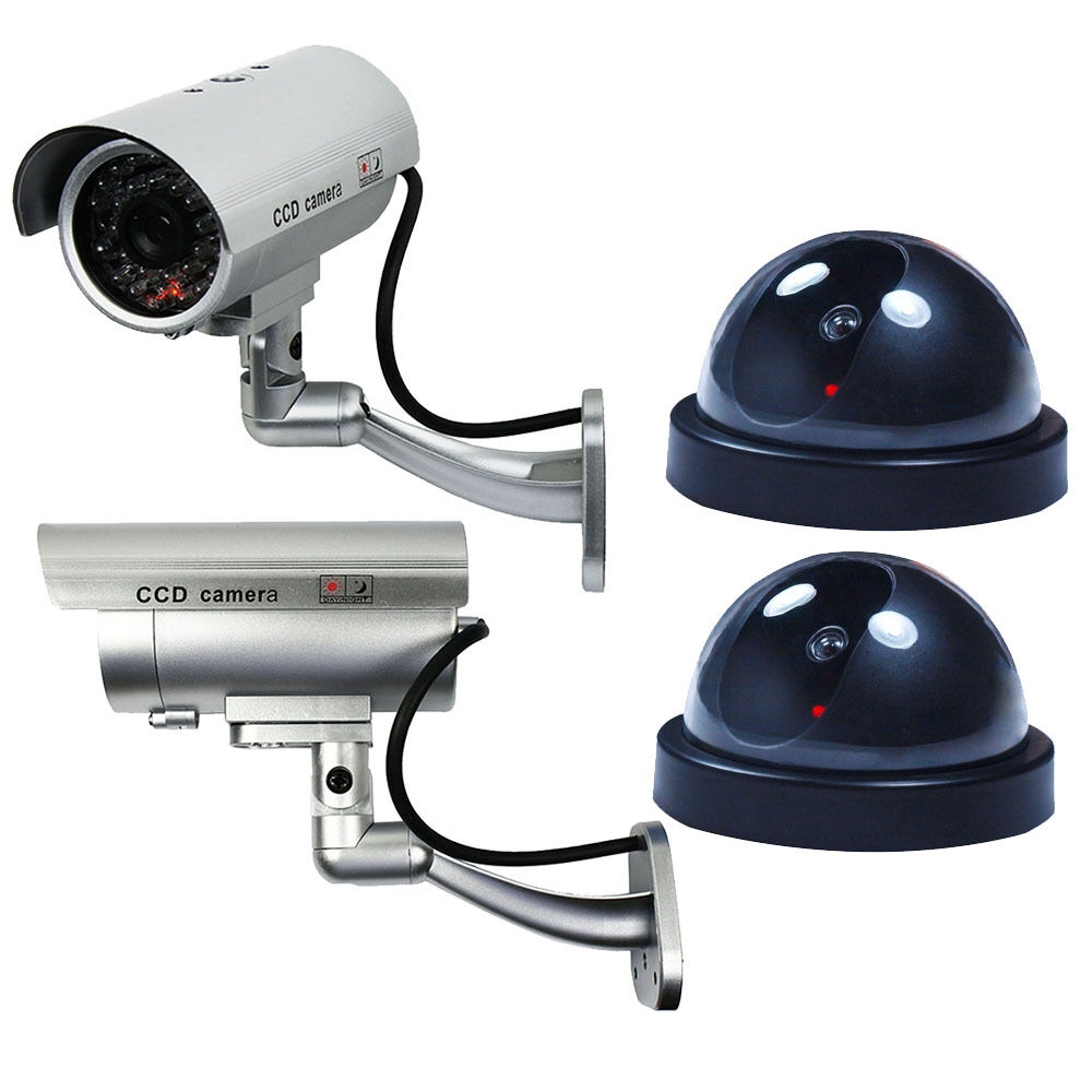 4 Pack Dummy Bullet Dome Surveillance Security Camera Combo - LED Record Light  Unbranded/Generic Bullet / Dome
