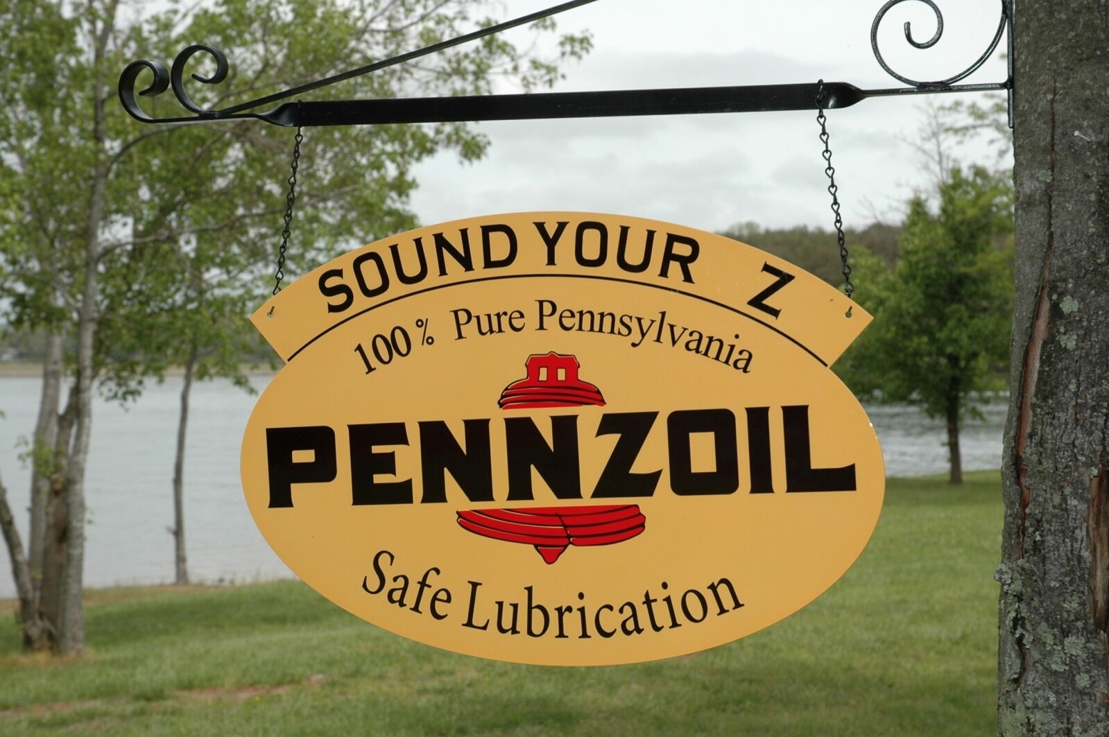 OLD STYLE PENNZOIL "SOUND YOUR Z" MOTOR OIL TWO-SIDED SWINGER SIGN MADE IN USA! Без бренда - фотография #6