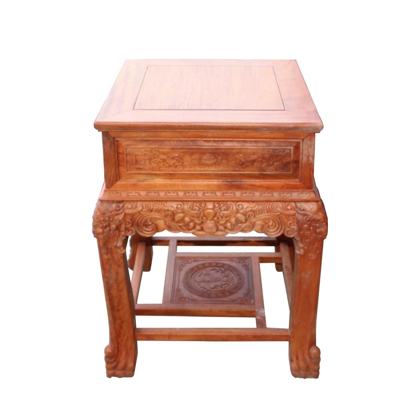 Chinese Oriental Huali Rosewood Foo Dogs Motif Tea Table Stand cs4529 Handmade Does Not Apply