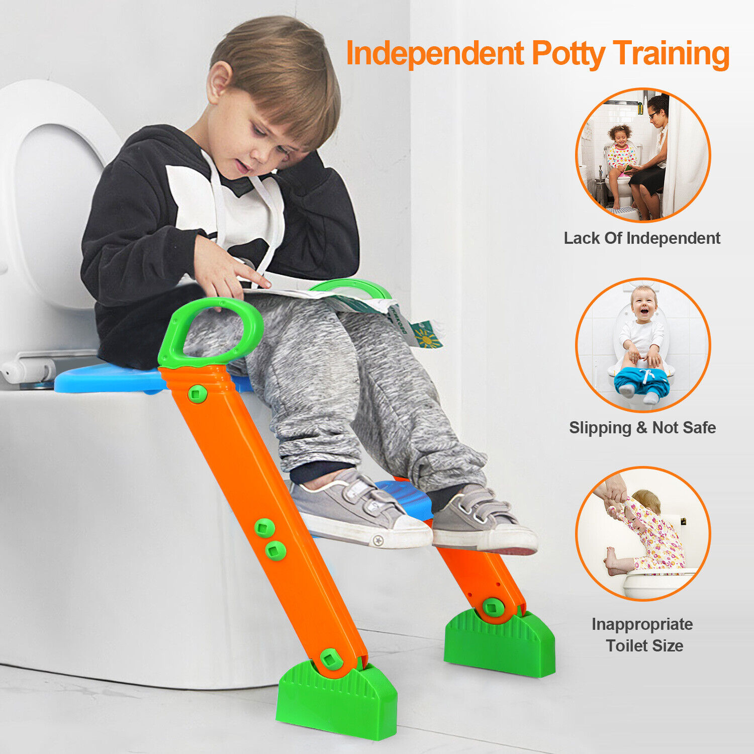 Potty Training Toilet Seat with Step Stool Ladder for Baby Toddler Kid +Handles iMounTEK GPCT850 - фотография #8