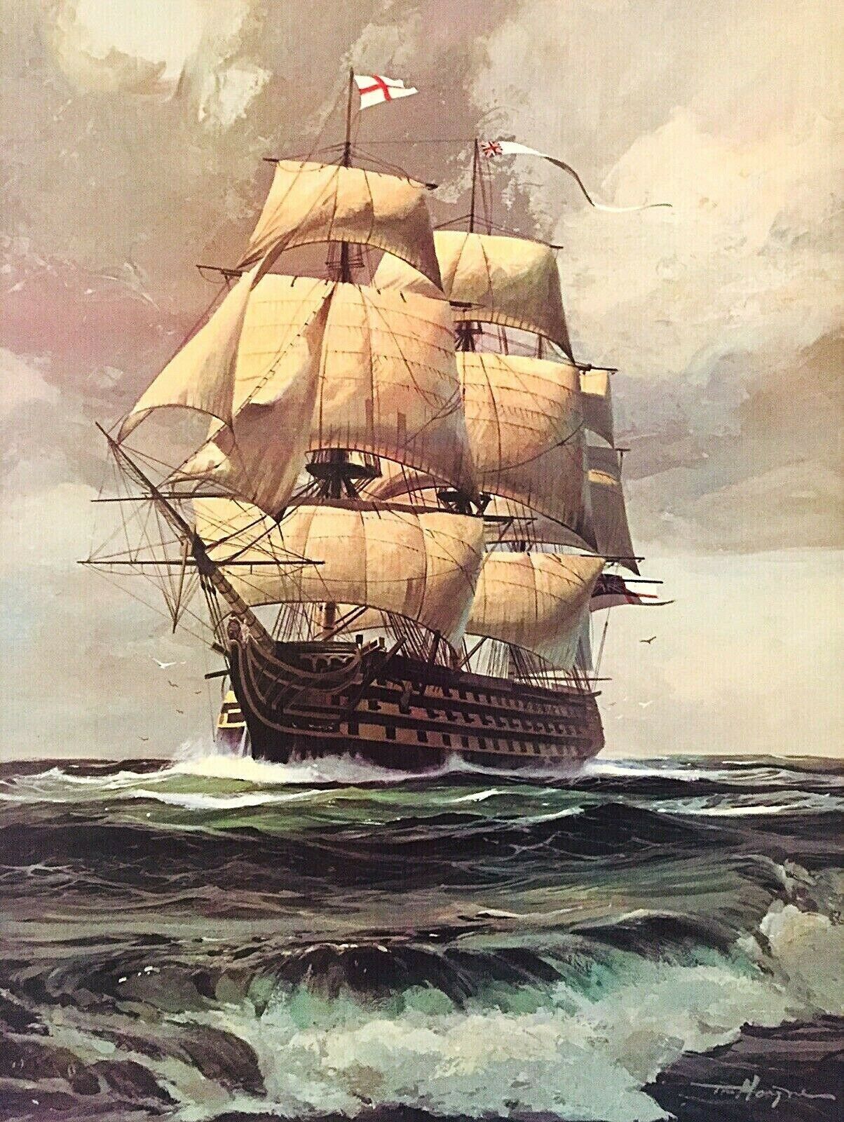 New Thomas Hoyne Nautical Prints Set 3 Sailing Ship Art Sea Boat Navy War  Litho Без бренда - фотография #5
