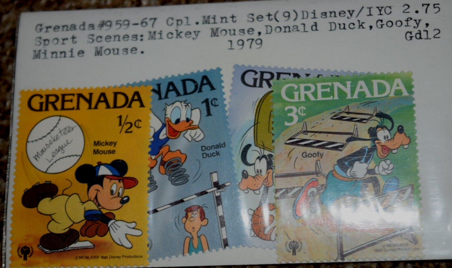 GRENADA, DISNEY Mint Set (9) #959-67, "SPORTS SCENES - Mickey, Goofy,"  1979 Без бренда - фотография #2