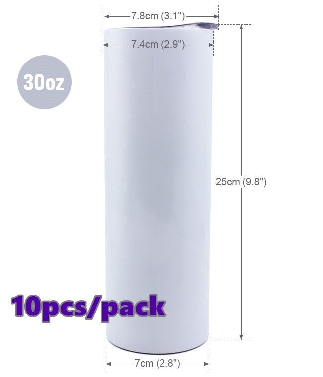 10/pack 30oz Sublimation Blank Skinny Tumbler Stainless Steel Insulated Bottle QOMOLANGMA 0163003199400