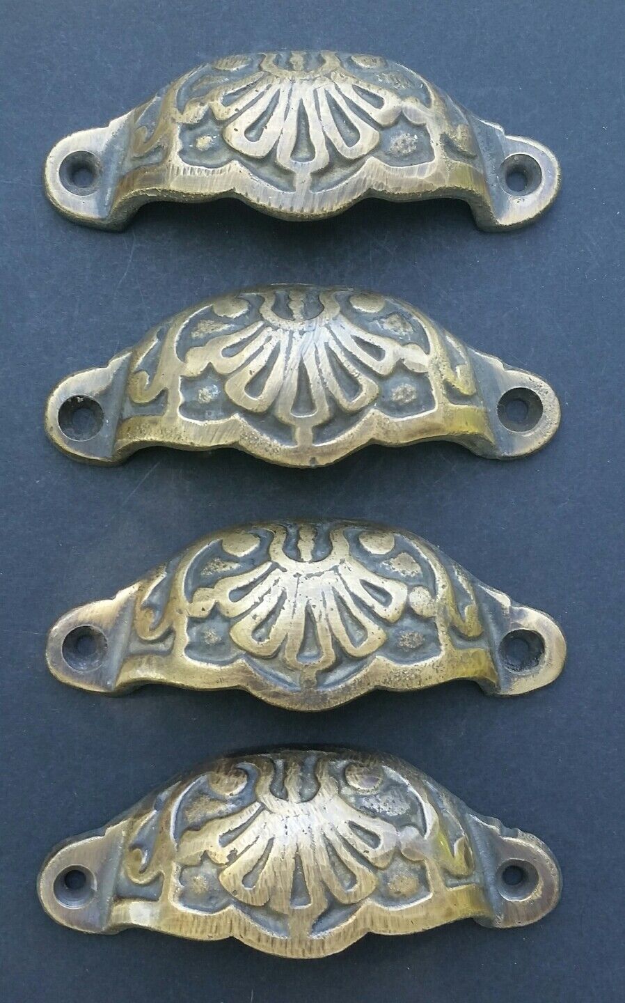 4 Apothecary Drawer Cup Pulls Handles Ant. Victorian Style Solid Brass 3"c. #A2 Без бренда