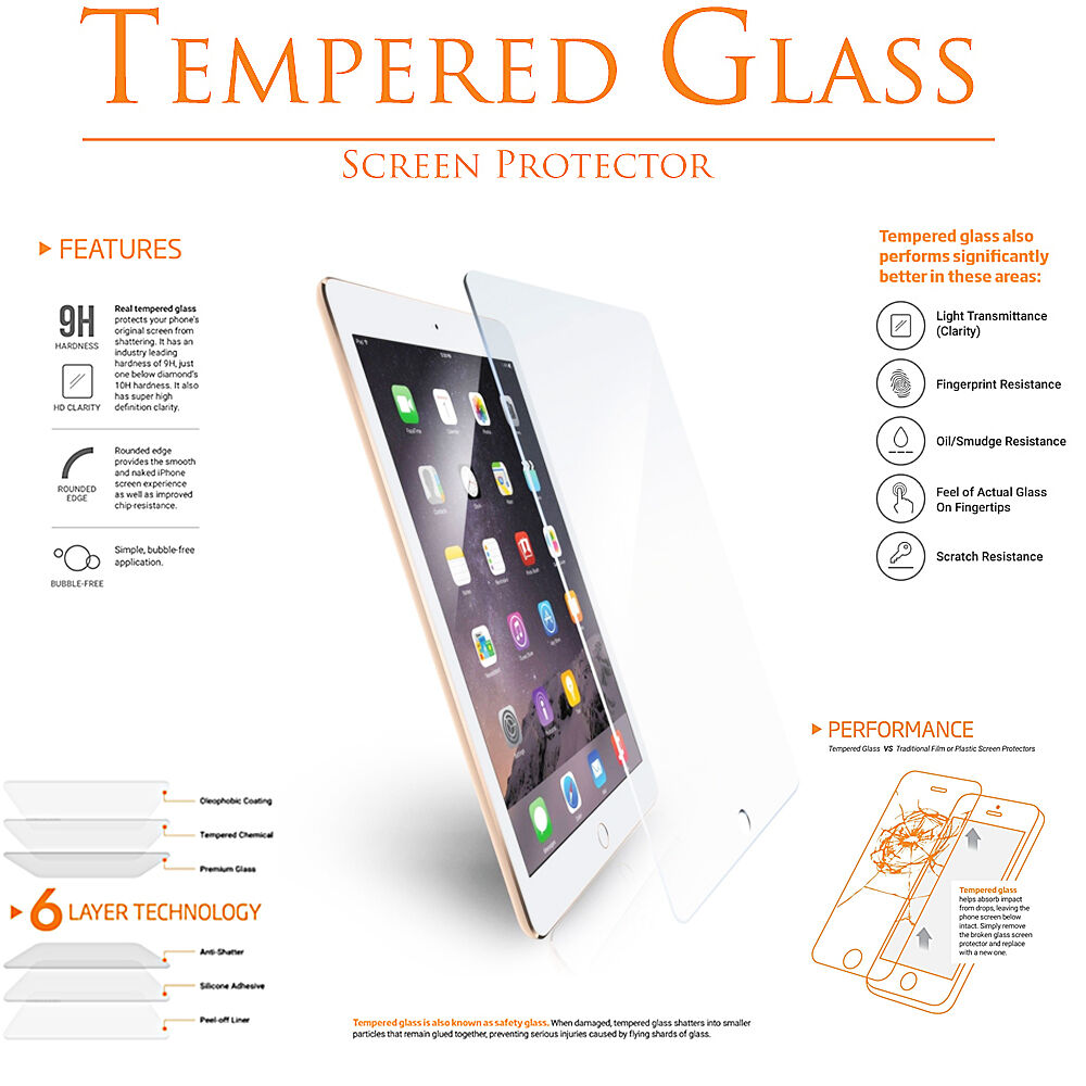 Premium Tempered Glass Clear LCD Screen Protector for Apple iPad Pro 9.7 Retina KIQ kiq-ipad-pro-9.7-2016-tempered-glass