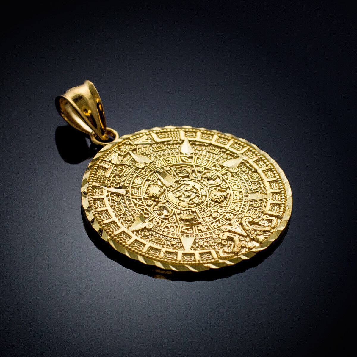 Gold Aztec Mayan Mexico Sun Calendar Pendant 3 sizes: Small, Medium, Large Claddagh Gold