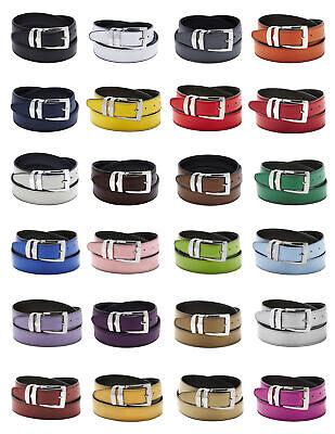 Men's Belt Reversible Bonded Leather Belts Silver-Tone Buckle Over 20 Colors CONCITOR