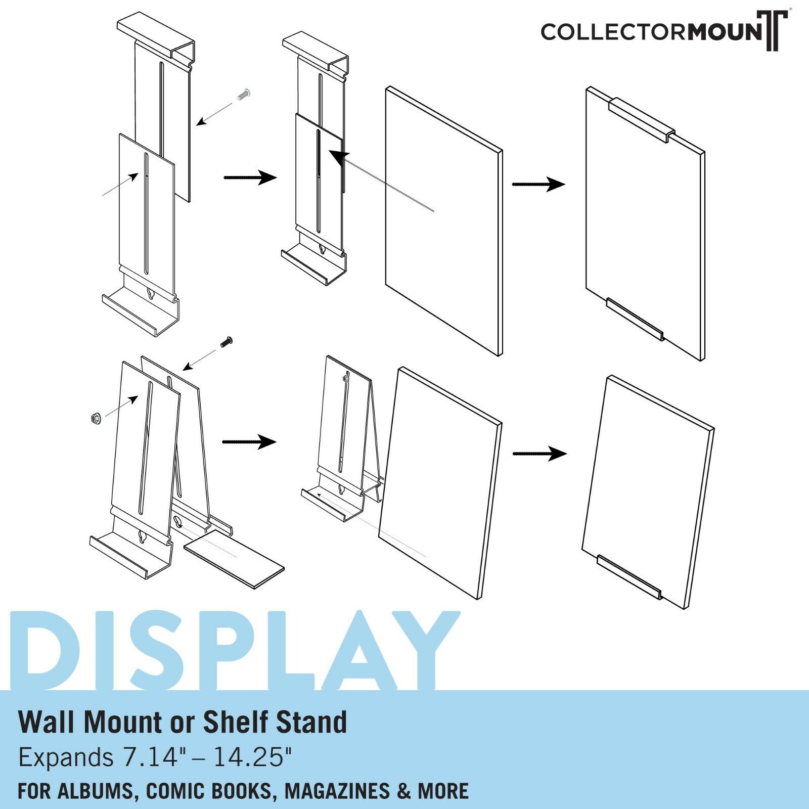 AlbumMount™ Record Album Frame - Adjustable Wall Mount or Shelf Stand Display Album Mount Does Not Apply - фотография #2