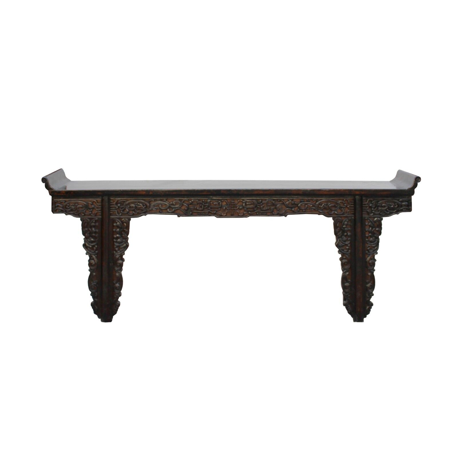 Chinese Vintage Dark Brown Dragon Carving Long Altar Console Table cs4567 Handmade Does Not Apply - фотография #3