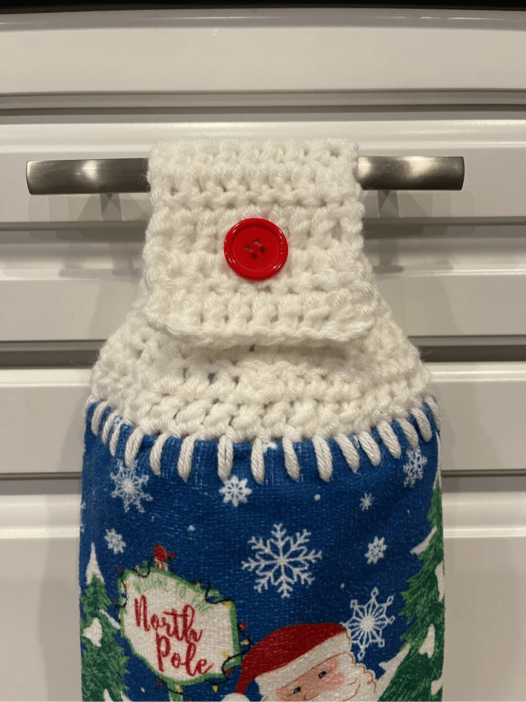 Crochet Top Kitchen Towel- Santa Claus and North Pole Handmade - фотография #2
