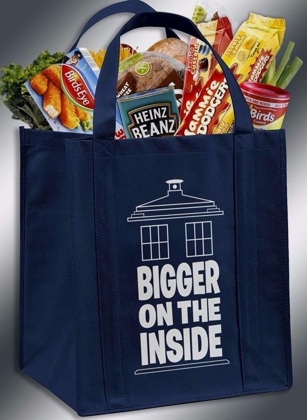 Bigger On The Inside Doctor Who TARDIS Inspired Reusable Grocery Bag Без бренда