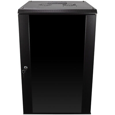 18U Wall Mount Network Server Data Cabinet Enclosure Rack Glass Door Lock w/ Fan NavePoint 00405914