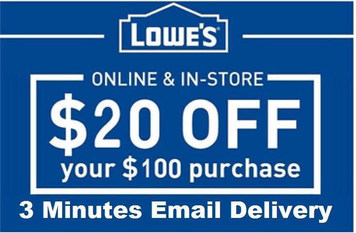 Three 3x Lowes $20 OFF $100 InStore and Online3Coupons-Fast Delivery----- Без бренда