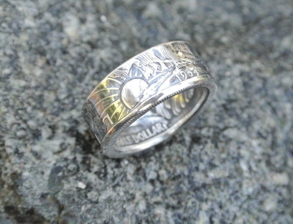 Silver coin ring 1940-47 Walking Liberty half size 9-13 FREE PRIORITY SHIPPING Handmade