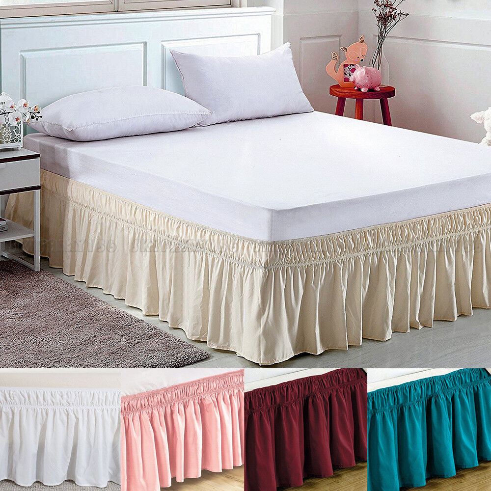 Elastic Bed Skirt Dust Ruffle Easy Fit Wrap Around Twin Full Queen King Size Unbranded SF002032
