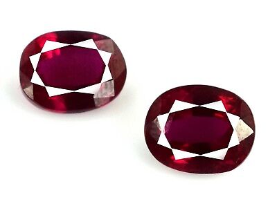 Natural Burma Ruby 13.65 Carat Oval Loose Gemstone Matching Pair Certified Unbranded