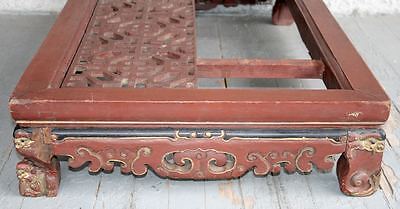 Large Antique Chinese Hand Carved Dragon Wood Table. Lattice Panel Pedestal RARE Без бренда - фотография #5