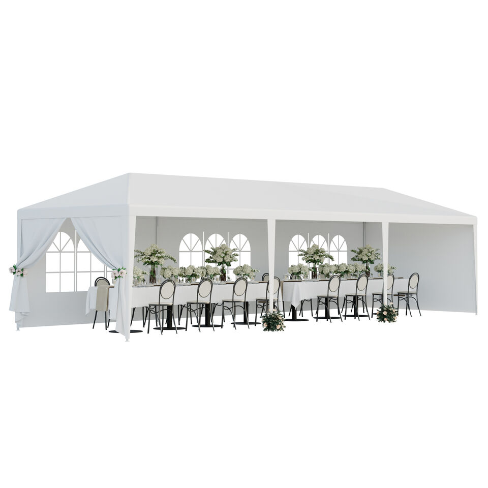 10'x30' White Outdoor Gazebo Canopy Wedding Party Tent 8 Removable Walls 8 Segawe GSDH021233 - фотография #8