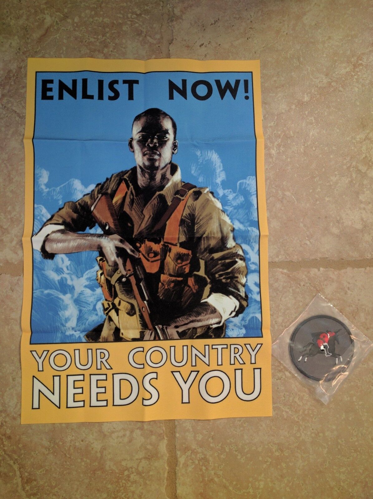 Battlefield 1 Collector's Edition "Enlist Now!" Cloth Poster + Cavalry Patch NEW Без бренда