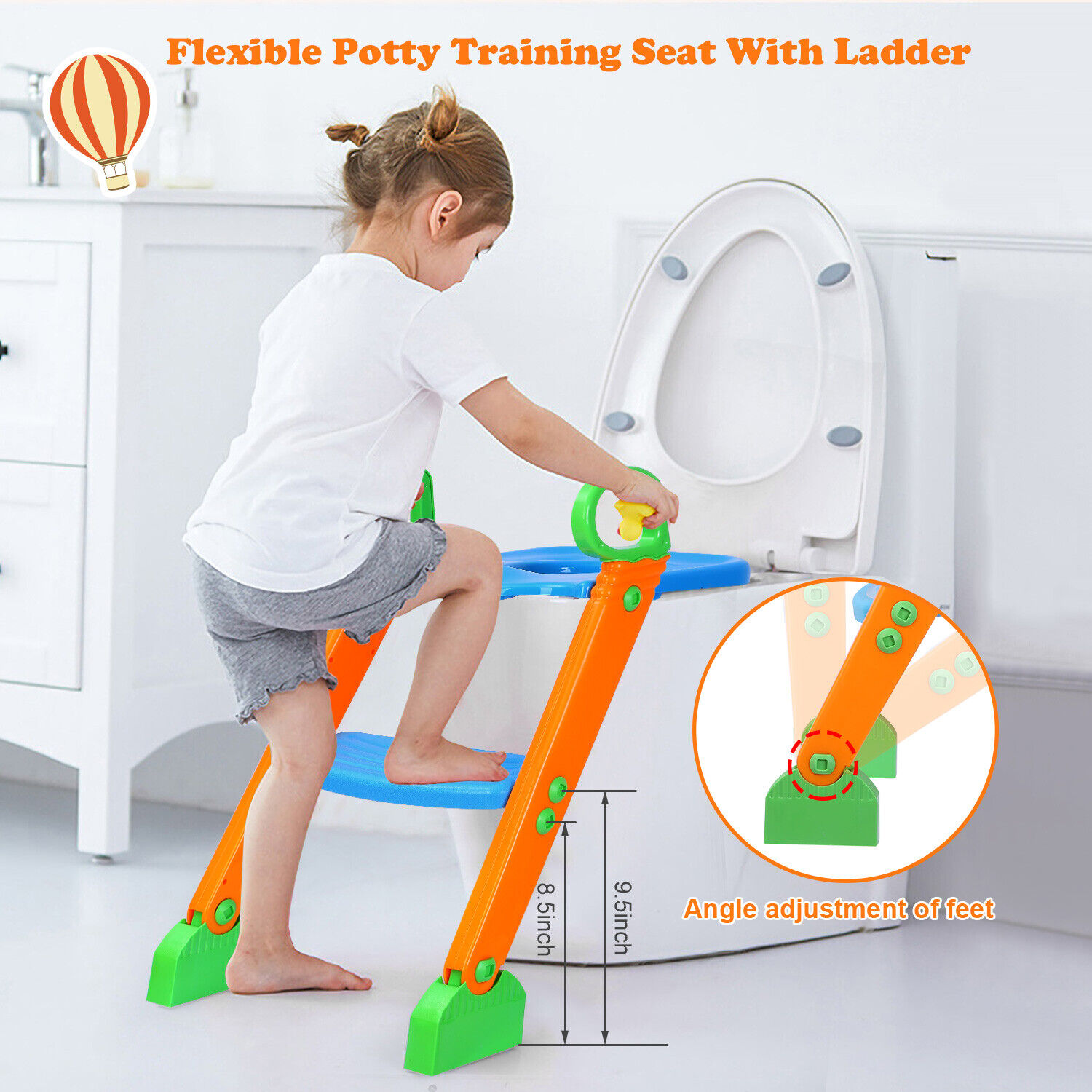 Potty Training Toilet Seat with Step Stool Ladder for Baby Toddler Kid +Handles iMounTEK GPCT850 - фотография #5