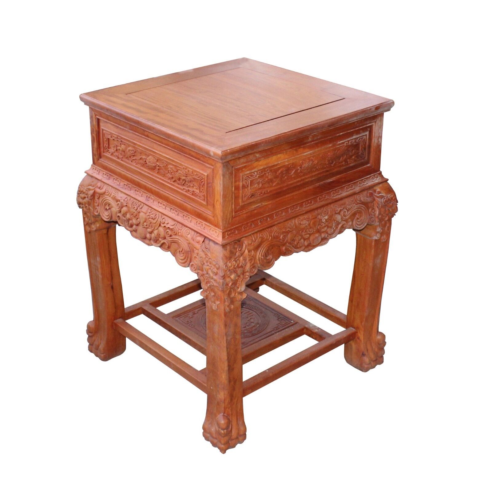 Chinese Oriental Huali Rosewood Foo Dogs Motif Tea Table Stand cs4529 Handmade Does Not Apply - фотография #4