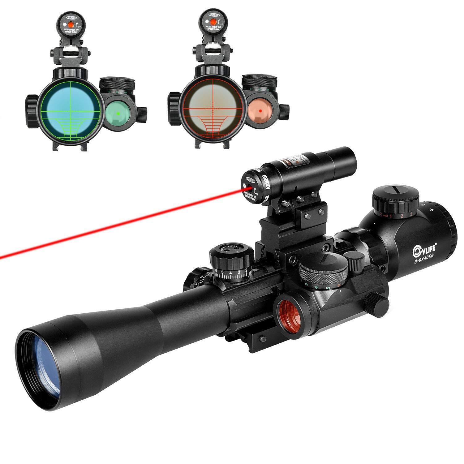 3-9X40 Illuminated Tactical Scope with Red Laser & Holographic Dot Sight CVLIFE Does Not Apply