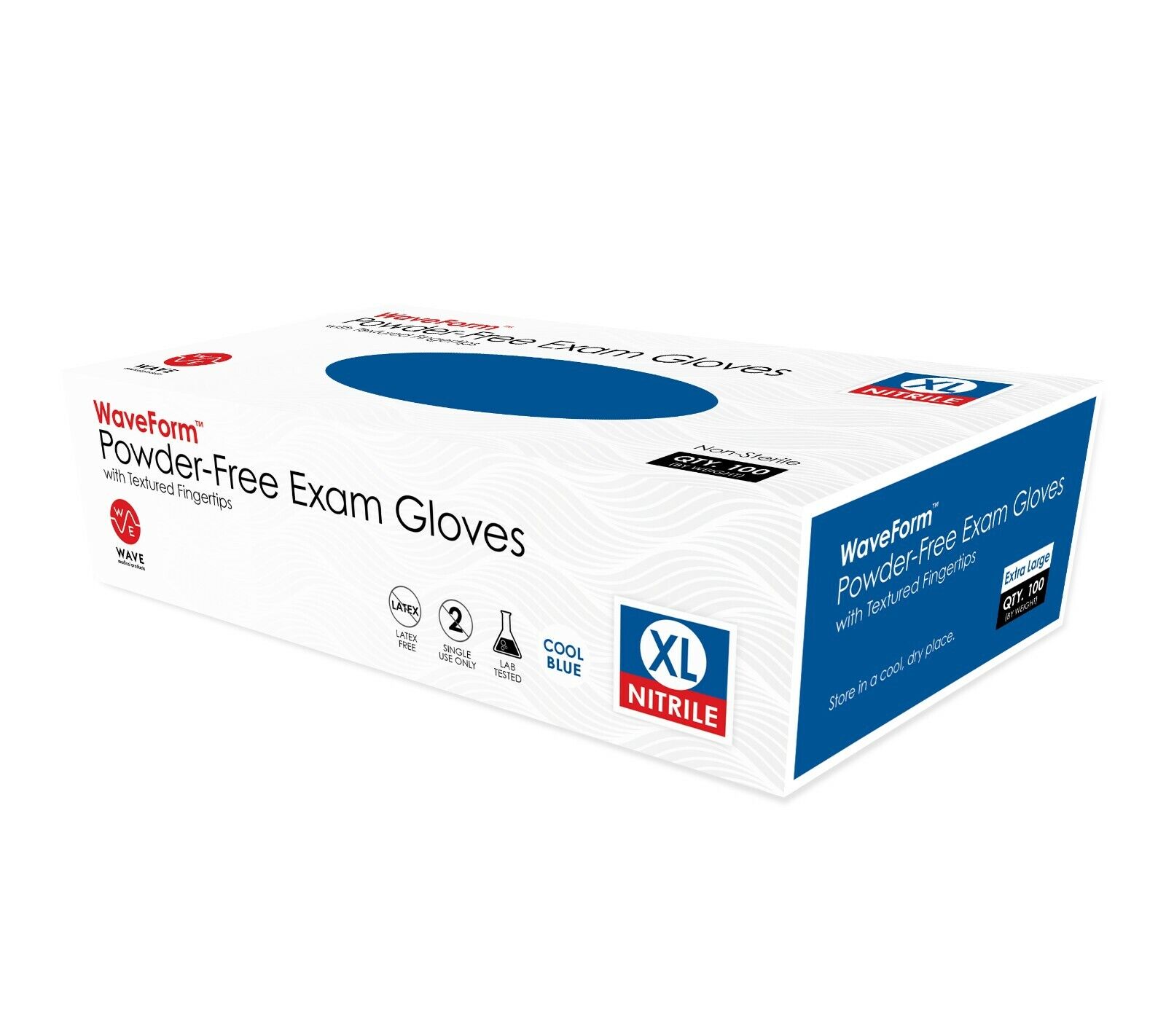 WAVE Blue Nitrile Disposable Exam/Medical Gloves 4 Mil, Latex & Powder Free WaveForm WMP-NITRILE1 - фотография #7