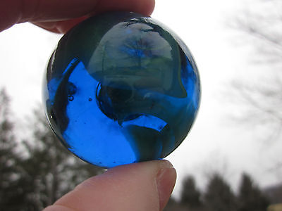 TOE BREAKER 50mm (2") SEA TURTLE clear Blue/Green Marbles glass ball HUGE Swirl Vacor Does Not Apply - фотография #4