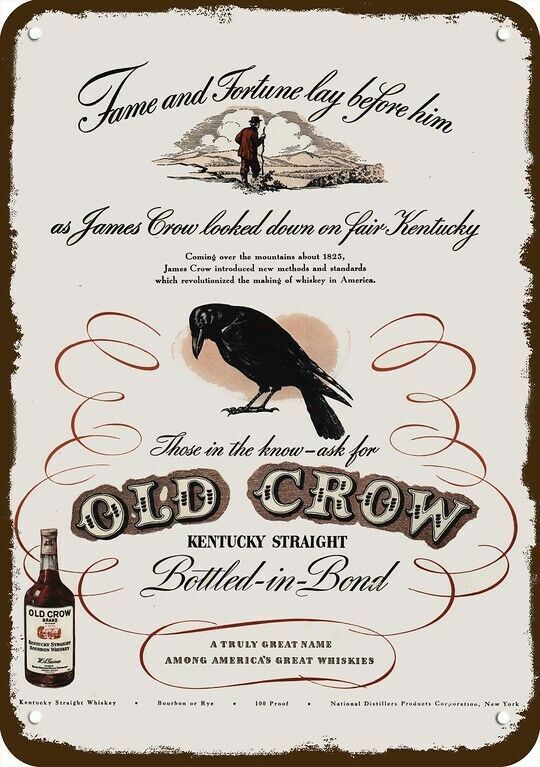 1946 OLD CROW Kentucky Whiskey Vintage Look ** DECORATIVE REPLICA METAL SIGN ** Без бренда