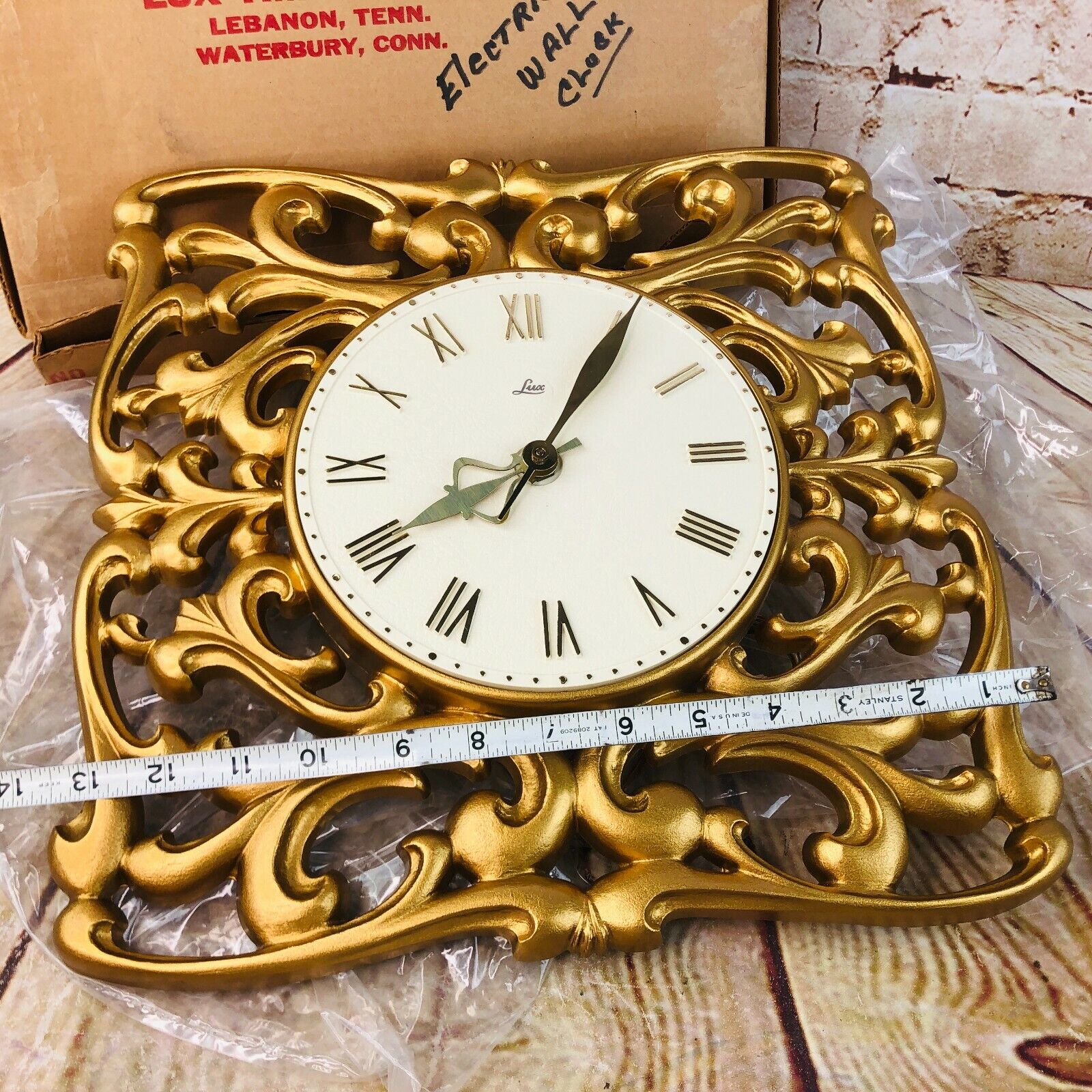 vtg robershaw lux clock gold filigree hollywood regency wall clock new old stock Без бренда - фотография #8