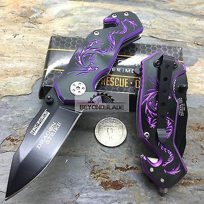 3.5" TAC-FORCE Dragon Purple Small Outdoor Hunting Rescue Pocket Knife  Tac-Force
