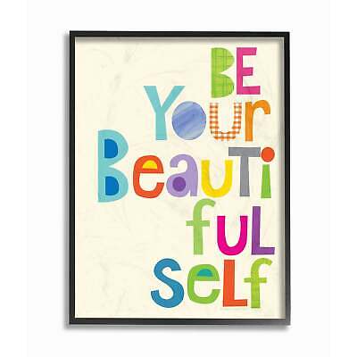 Stupell 'Be Your Beautiful Self' Framed Giclee Texturized  Medium Без бренда
