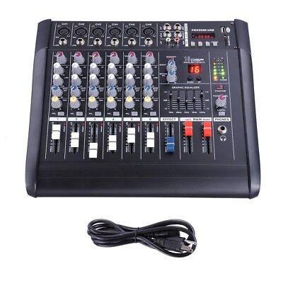 6 Channel Professional Powered Mixer Power Mixing Amplifier W/USB Slot Amp 16DSP Xcceries X-PMS-28-001-6C